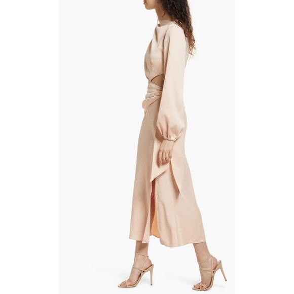 NWT Misha Collection x Revolve Maryan Dress in Pink Rose Cloud Cut Out Faux Wrap - Picture 4 of 14